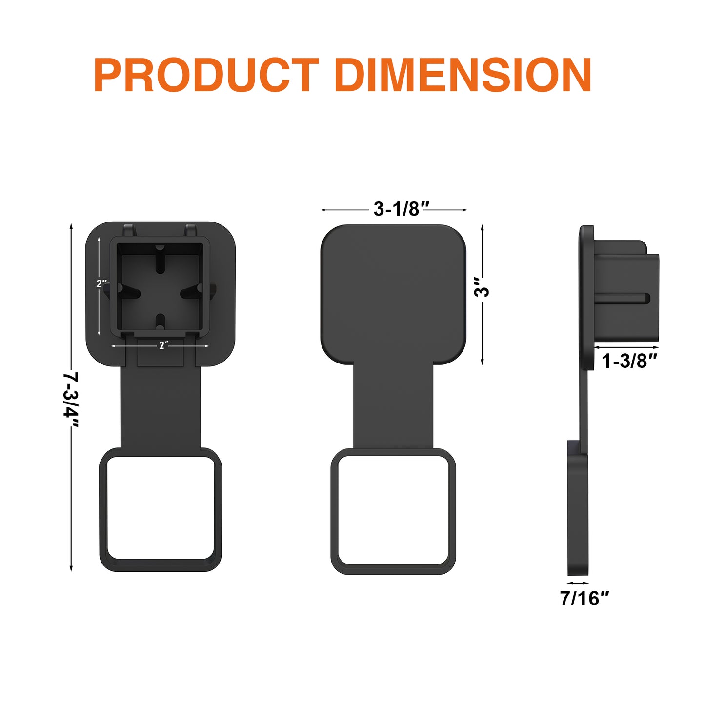 186HUB 2 inch Hitch Receiver Cover - Universal Fitment